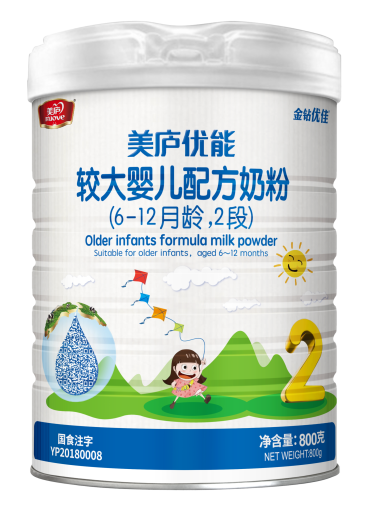 美庐优能较大婴儿配方奶粉800克2段